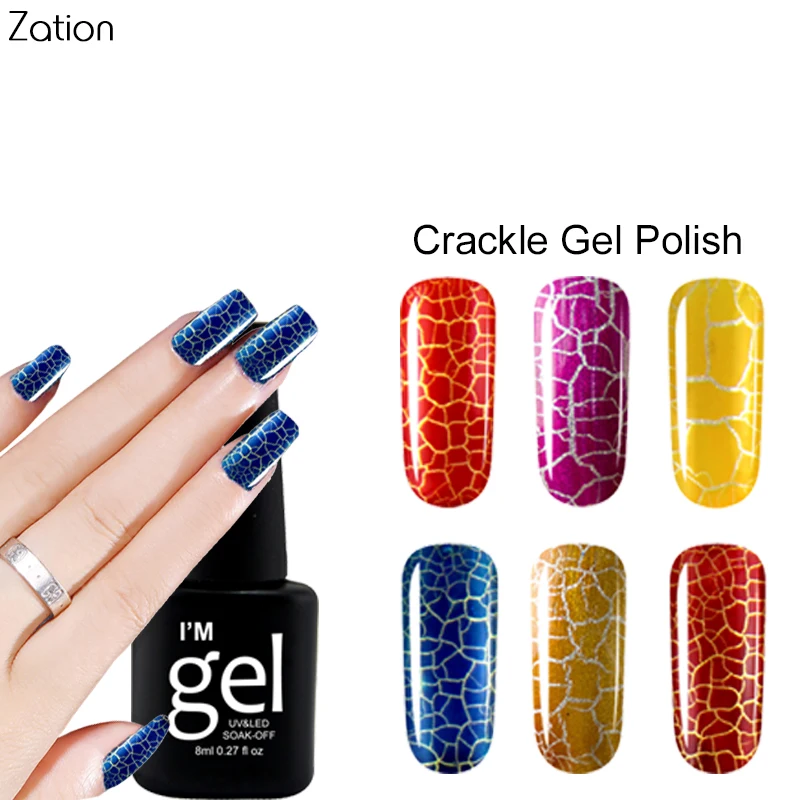 Zation 8ml Cracking Gel Varnish Crack UV Nails Gel Polish Crackle Top