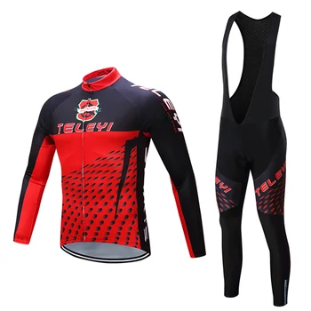 

2017 Team Cycling Clothing Long Sleeve Jersey Breathable Bike clothes Brand Winter Thermal Fleece Maillot Ropa Ciclismo Sets