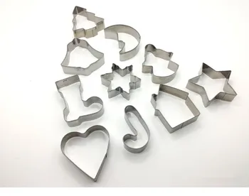 

10pcs/lot Christmas Tree Cookie Cutter Mold Stainless Steel Pastry Biscuit Fondant Cake Baking Mold Kitchen Accessories PD 011
