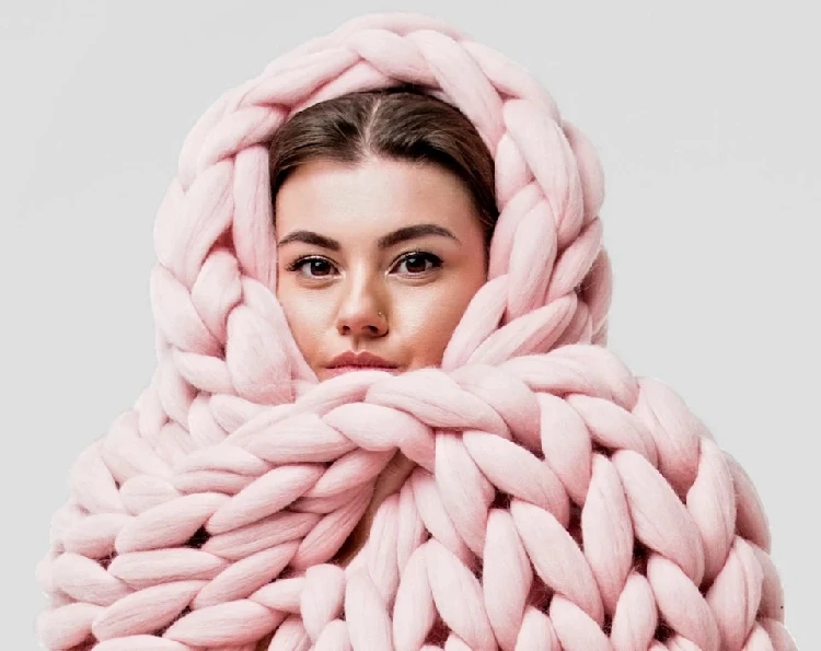 Вязаные одеяла, трикотажное одеяло, ручная вязка, теплое массивное ...