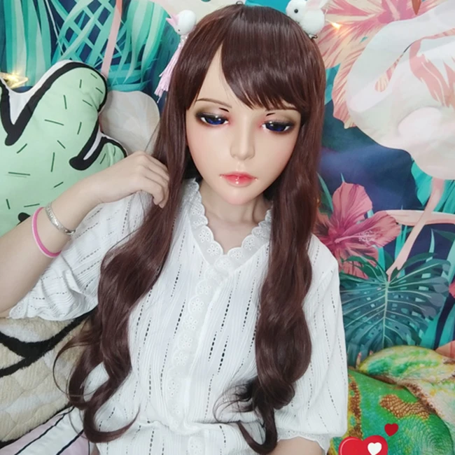 

(Jiao-02)Female Sweet Girl Resin Half Head Kigurumi BJD Mask Cosplay Japanese Anime Role Lolita Mask Crossdress Doll Mask