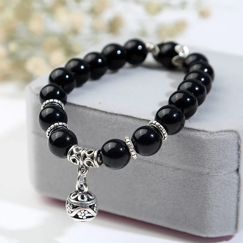 Natural Opal Beads Bracelets Crystal Fashion Women Bracelet Vintage Stainless Steel Braceletes For Women