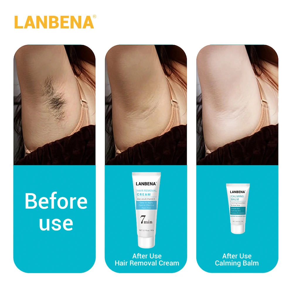 

LANBENA Hair Removal Calming Aloe Cream Deep Moisturizing Natural Soothing Removal Depilation Nourishing Body Care 30g