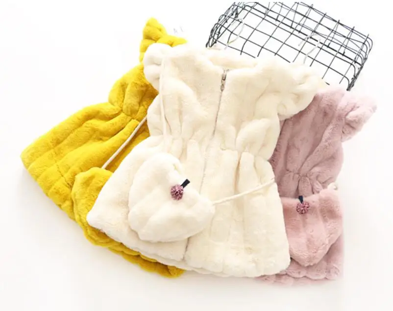 

2018 New fashion warm spring Winter Vests for girls,princess fleece Girl Waistcoat with bag,Kids Clothes outerwear for 1-5 years