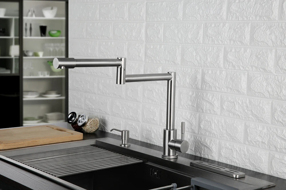 Kitchen Faucet 720 Degree Swivel Stainless Steel Sink Faucet Universal Single Handle Hot and Cold Mixer Folding Bar Faucet (1)