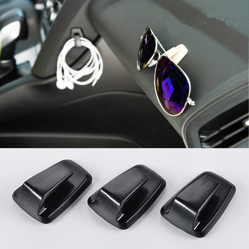 

3 Pieces/Set ABS Plastic Car Convenient Mini Hook Vehicle Hangers Black Auto Car Glasses Bag Key Debris Holder Sticker Type