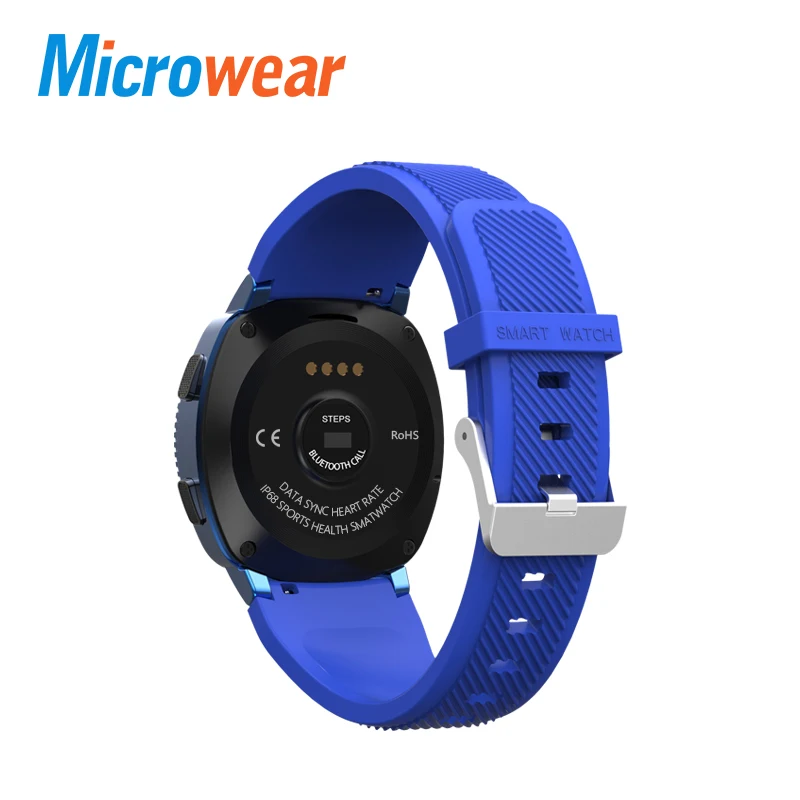 Microwear L2 Смарт часы MTK2502 Smartwatch IP68 Водонепроницаемый Bluetooth Вызов монитор сердечного ритма во время сна спортивные часы 15 шт./лот - Цвет: blue silicone