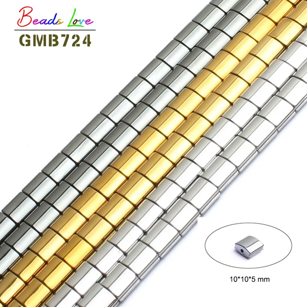 

Natural Stone Beads Smooth Gold/Sivler/Black Plated Hematite Square Beads for Jewelry Making 10*10*5mm Beaded Diy Bracelet