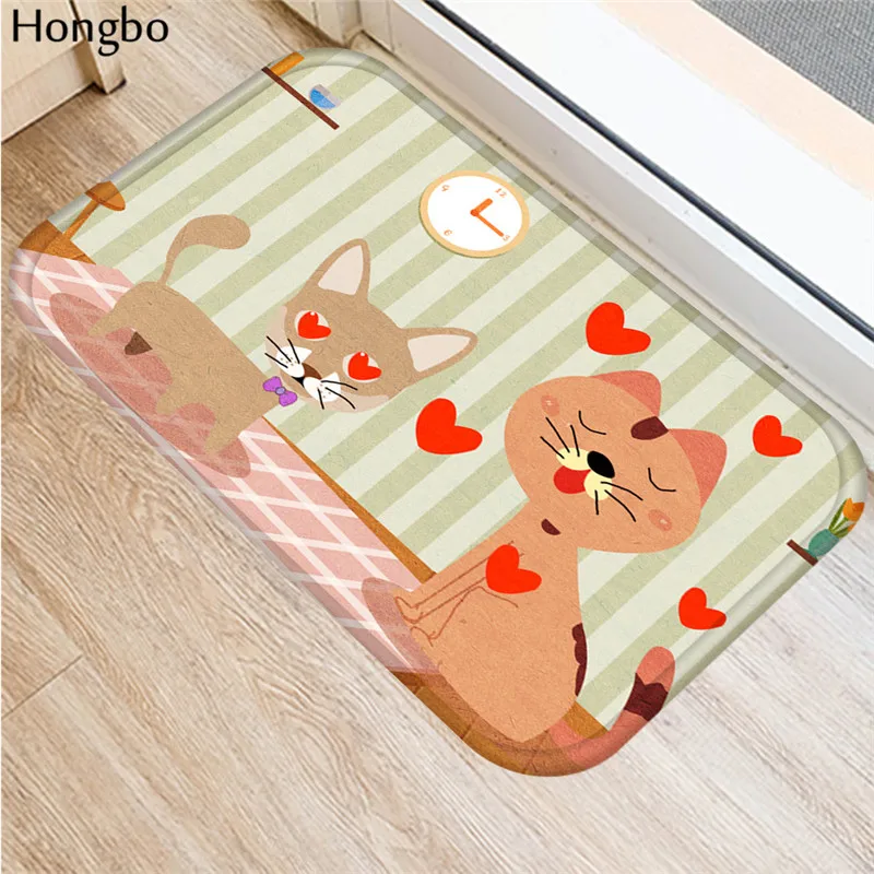 Hongbo прочные коврики для входной двери Забавные милые Мультяшные коврики с рисунком кота фланелевые ковры для кухни и спальни