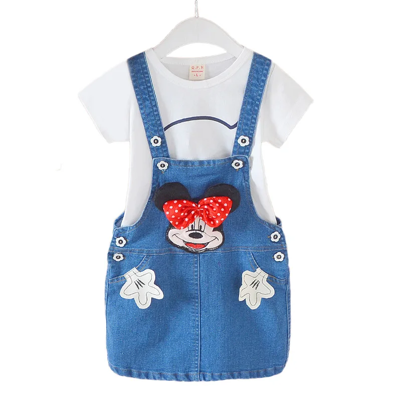 Новая весенняя детская одежда; платье для девочек; повседневные джинсовые платья-комбинезоны с героями мультфильмов; одежда для малышей с милым рисунком кота; kids1-4 с вышивкой