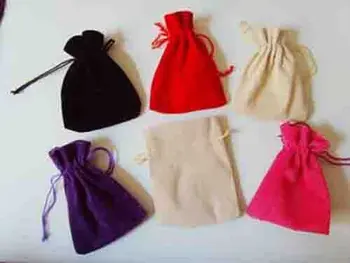 

2017---wholesale 7x9cm mixed color velvet Jewelry Gift Bags Pouches ,packing bag gift bag