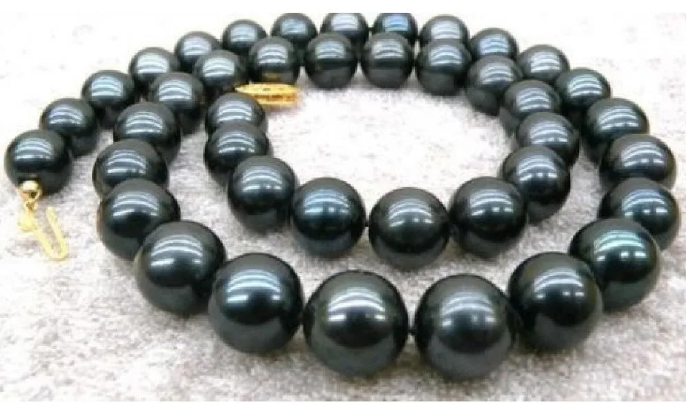 

Free Shipping >>>>>very beautiful AAA+ 10-11mm Tahitian Black Pearl Necklace 18" 14K Gold Clasp