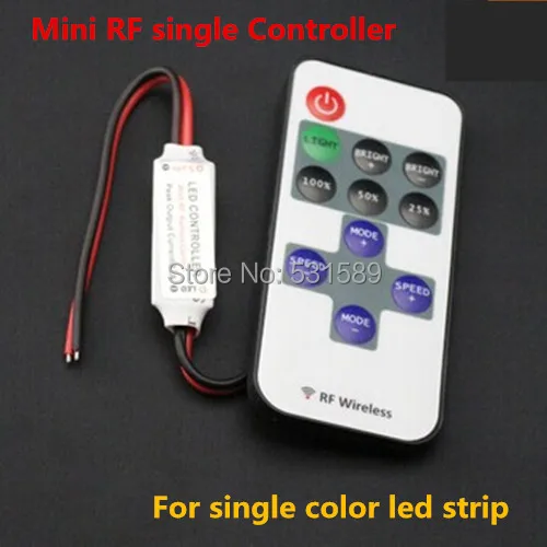 

30pcs Mini RF LED Controller Single Color With Wireless Remote Control Mini Dimmer for 5050 / 3528 Led Strip Lights 5-24V