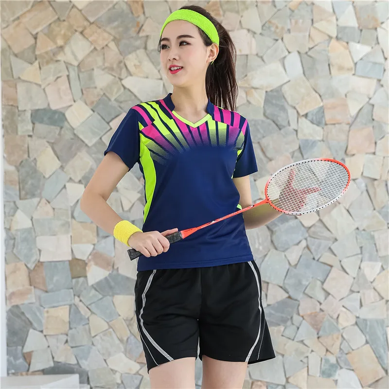 Летняя Мужская и Женская теннисная Джерси, дышащая теннисная одежда, теннисная рубашка для настольного тенниса, одежда для бадминтона, футболки для пинг-понга, спортивная одежда - Цвет: Women shirts 1