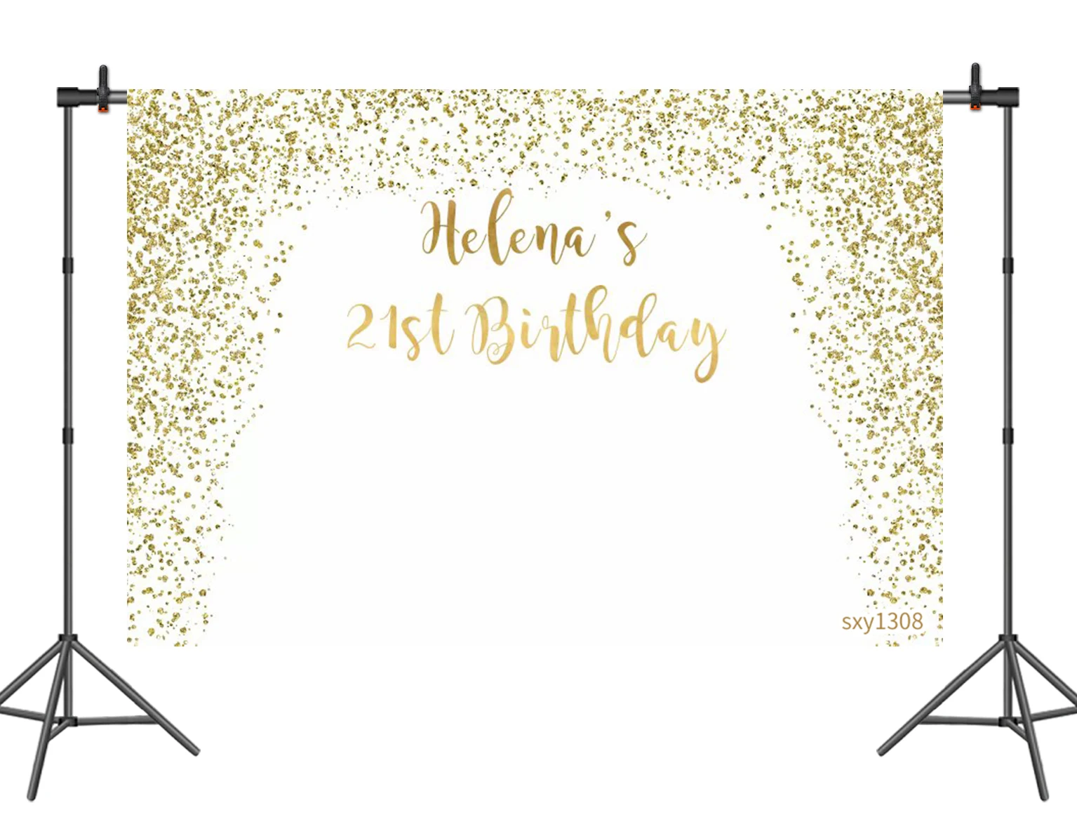 

Sensfun custom 21st birthday party photography backdrops gold dots white photo background high quality backdrop
