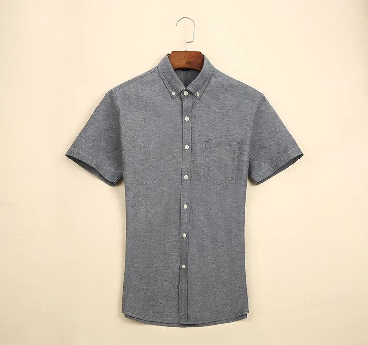 Новые летние модные белый воротник сплошной Oxford Button-down Воротник Бизнес повседневные мужские рубашки офисная с коротким рукавом Для мужчин рубашки