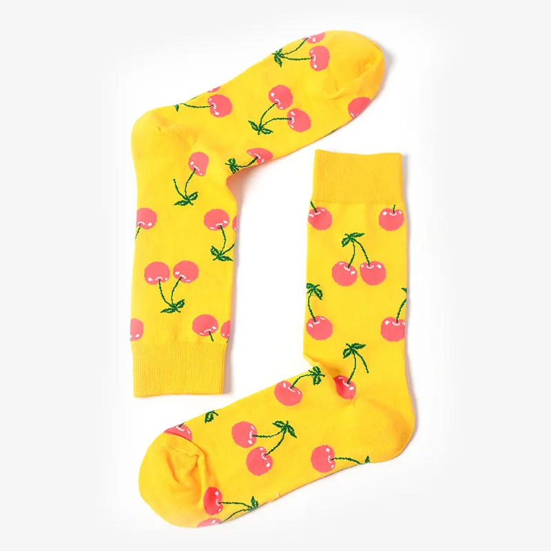 Happy Socks ананас вишня Mango носки Для женщин Для мужчин фрукты жаккард унисекс экипажа смешные носки Для женщин Для мужчин носки Calcetines размеры