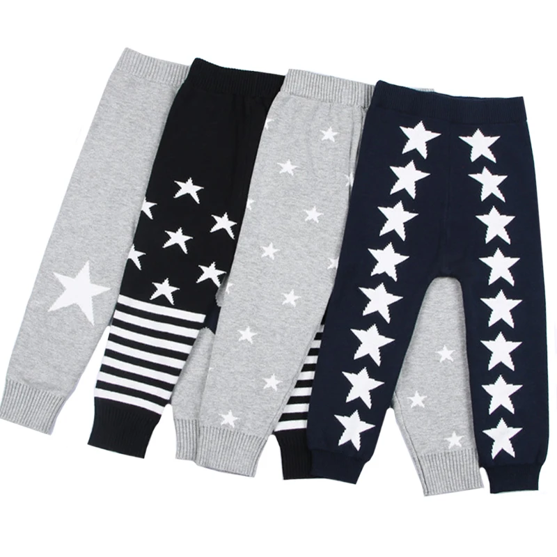 

Baby Knitted Pants Children Elastic Waist Cotton Girls Boys Stars Pattern Toddler Infant 1-5T Kids Autumn Winter Warm Trousers