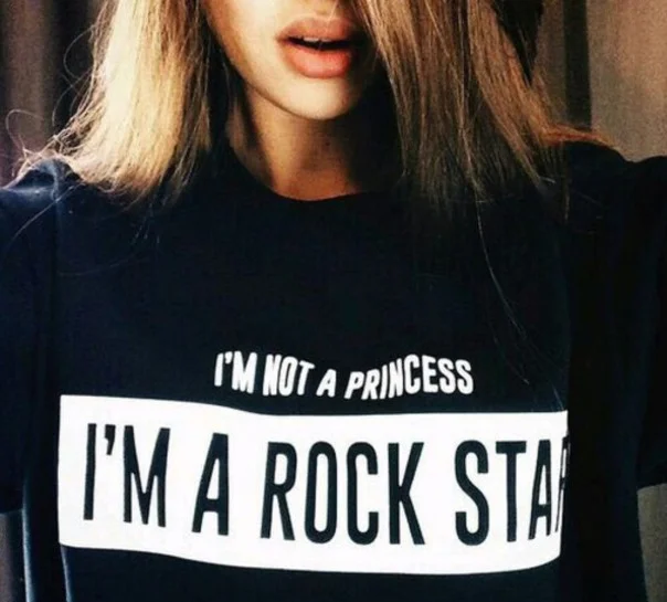 

I'M NOT A PRINCESS I'M A ROCK STAR T SHIRT Women Hip Hop Sport tops Fashion Clothing Crewneck tee Summer Style t shirt Plus Size