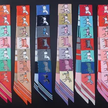 Новое поступление, женские шелковые шарфы с рисунком лошади, сумки, шарфы, маленькие ленты, повязка для волос