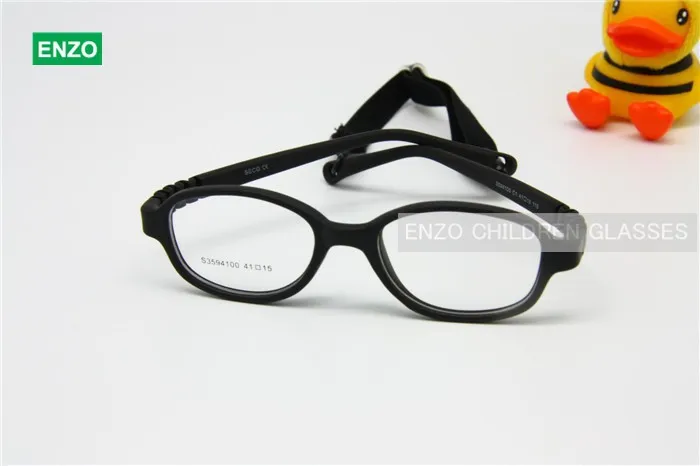 Детские очки, размер оправы 41, цельные очки без шурупов с ремешком, детские очки, безопасные очки для мальчиков и девочек - Цвет линз: black
