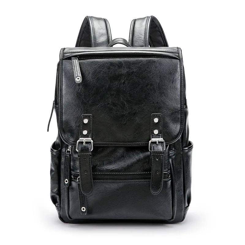 

MIRROR SUNNY 2019 Vintage PU leather men backpack Korean version fashionable and simple student boys school bag travel backpack