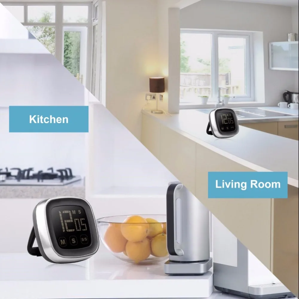 Touch Screen Kitchen Timer Magnetic Lcd Lcd Digital Display Countdown Timer Function Memory Repeat Timing Range 99 Minutes 59 Seconds Touch The Screen