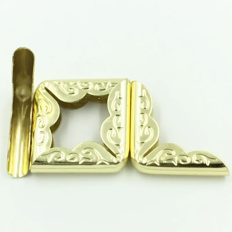 100Pcs Gold Plated DIY Scrapbook Menus Albums Book Folders Corners Hardware Protectors Crafts Making 30x21mm Jewelry Findings