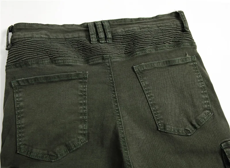 Высококачественные мужские джинсы с мужской в европейском стиле, облегающие винтажные джинсовые штаны, армейские зеленые байкерские джинсы, Hommes, Прямая поставка