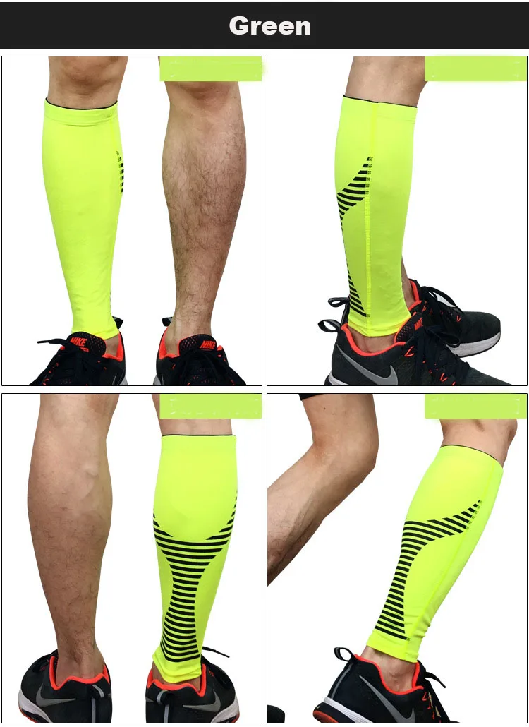 Длинные эластичные гетры Профессиональный дышащий Pretecting хвостовик ткань ног рукав для альпинизма Велоспорт Футбол Баскетбол - Цвет: Зеленый
