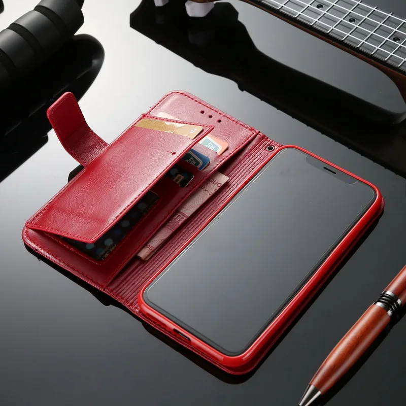 Ретро Флип Чехол-книжка для iPhone X 8 Plus тонкий из искусственной кожи держатель для карт чехол сумка для Coque iPhone 6 6S 7 Plus 5 5S SE чехол s - Цвет: Red