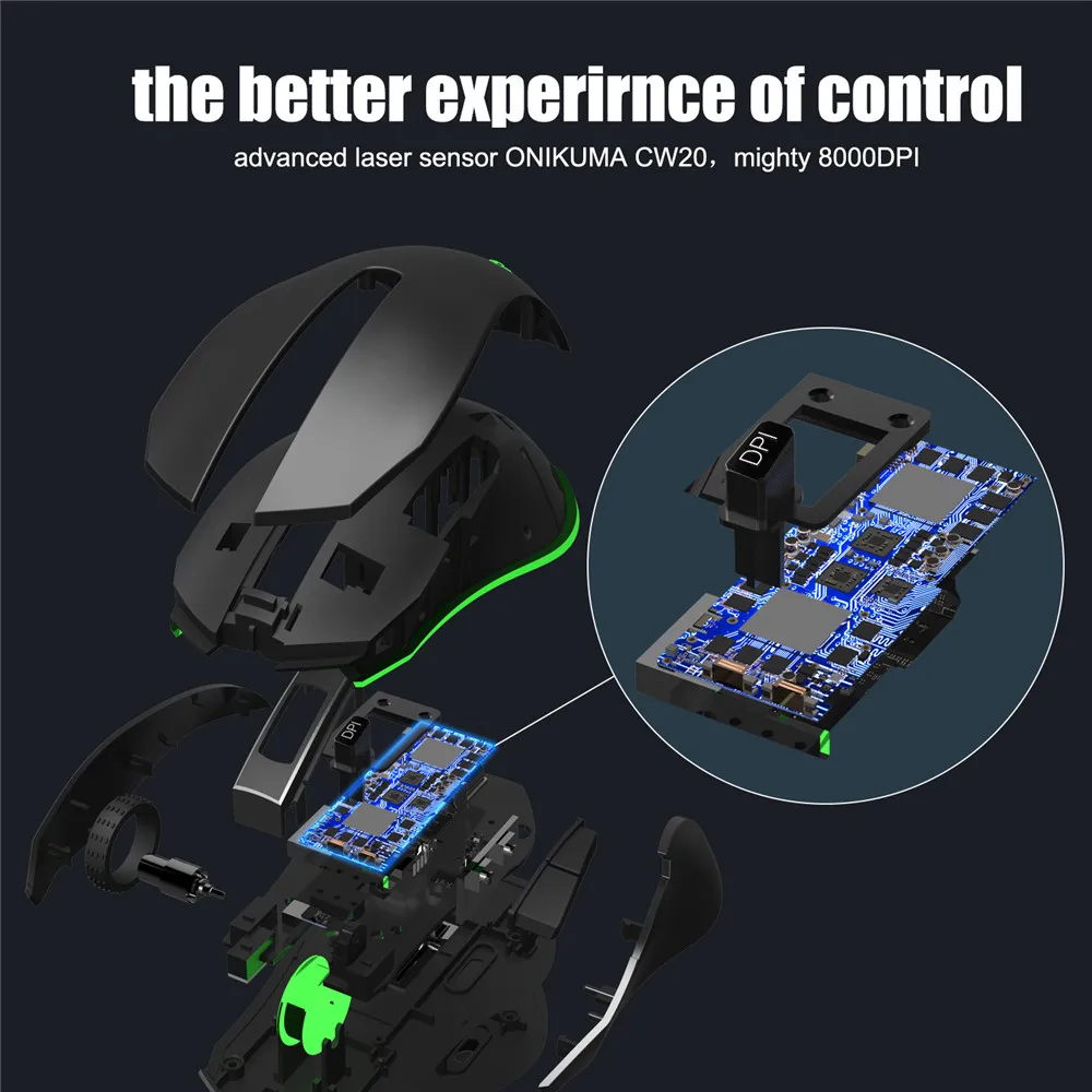 ONIKUMA CW60 8000 точек/дюйм, проводная игровая Мышь мыши 6 кнопок дизайн дыхание светодиодный Цвета для PC Gamer MAC