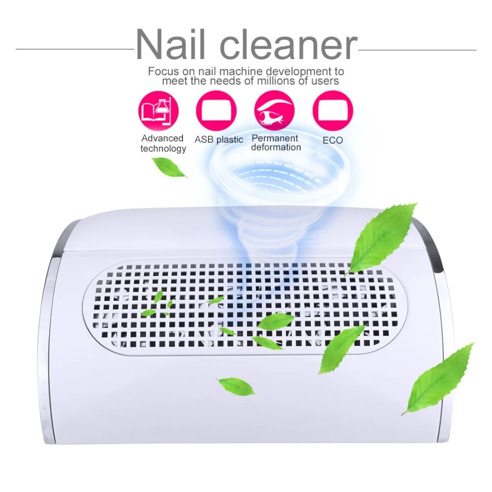 

3 Fans Powerful Nail Dust Suction Fan Collector Vacuum Cleaner Beauty Machine with 2 Dust Collecting Bags Manicure Tools