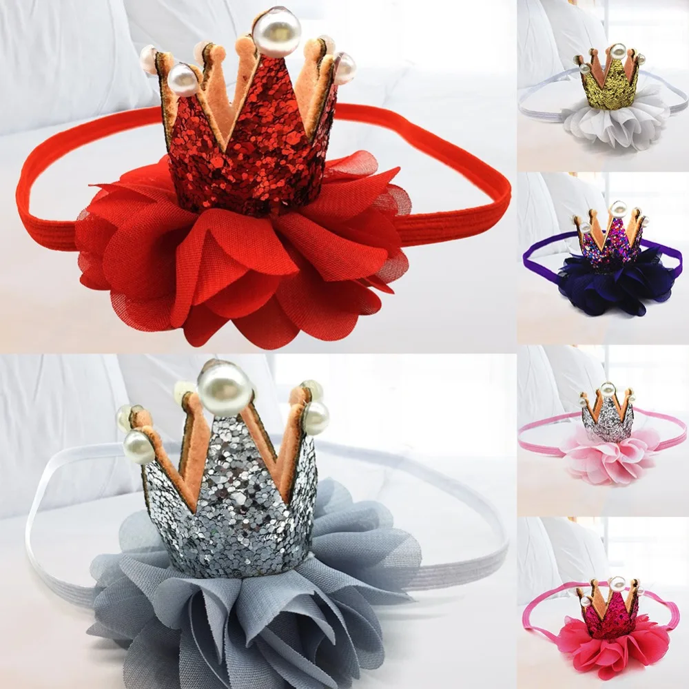

New Fashion Kids Girl Baby Headband Toddler Stereo Crown Flower Hair Band Accessories Headwear non-slip elastic photo prop