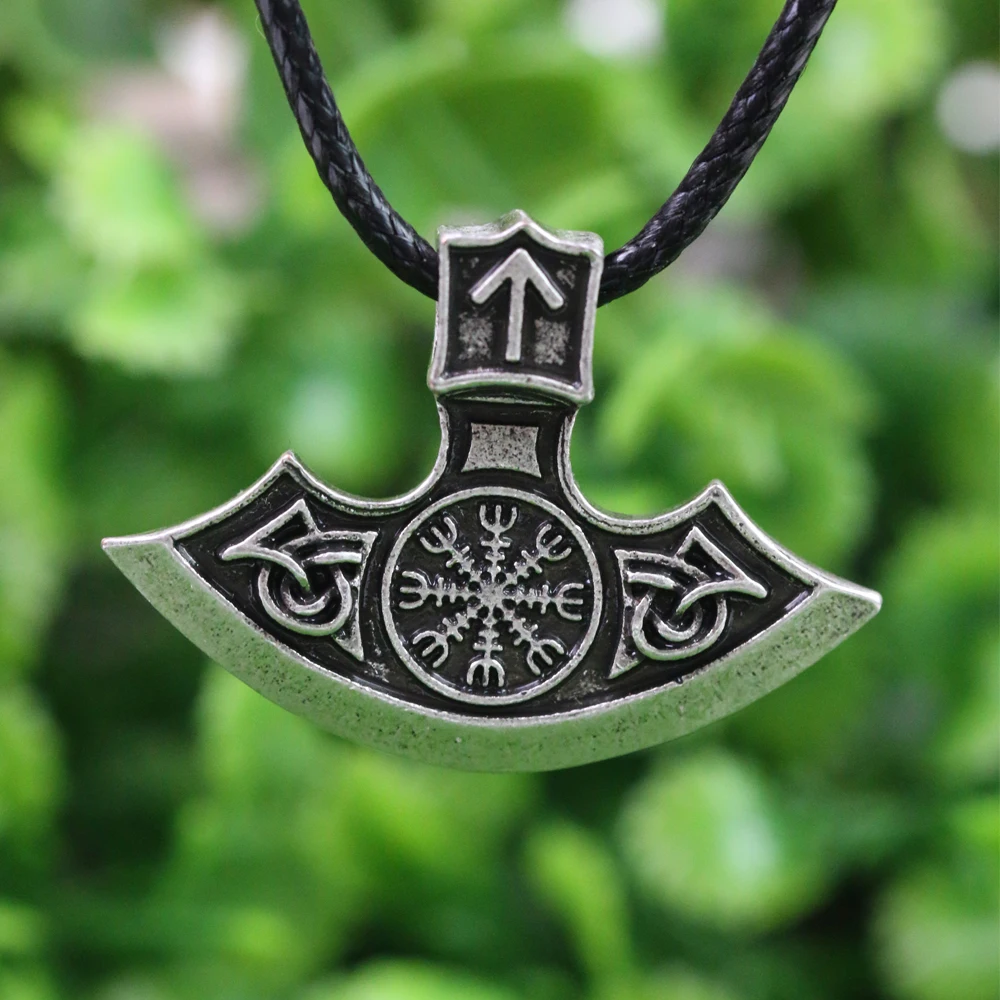 1 قطع langhong نورس فايكنغ ثور المطرقة الرونية و vegvisir البوصلة تميمة قلادة قلادة مجوهرات تاليسمان
