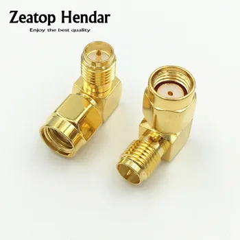 

50Pcs Brass RP-SMA Male Jack Center to RP-SMA Female Right Angle 90Degree RF Coax Coaxial Connector Adapter