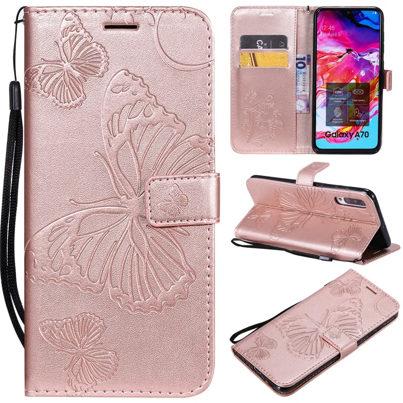 flip wallet phone case for Samsung Galaxy A70 SM-A705F A705FN A705GM A705MN A7050 Cases Luxury casing lanyard 6.7" Covers