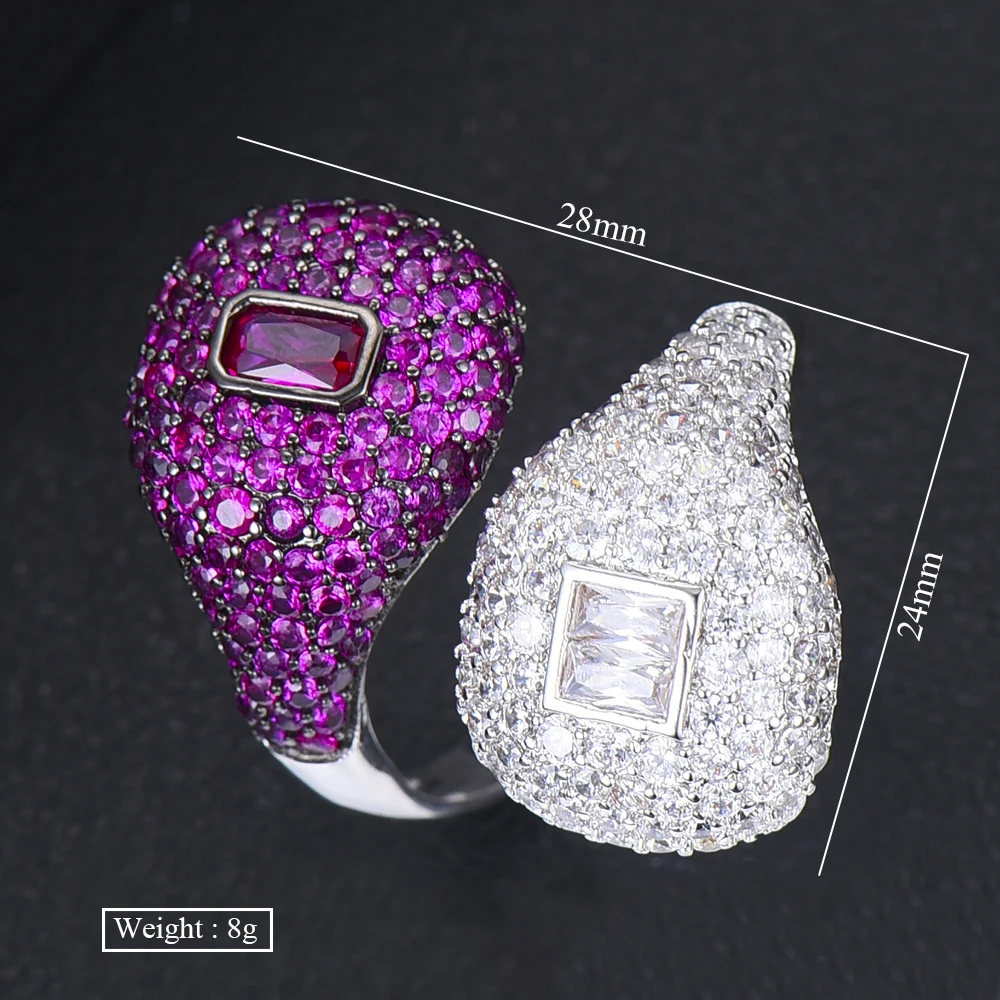 11 Цвета регулируемое кольцо для Для женщин для невесты, для свадьбы, помолвки кольца Юбилей ювелирных изделий с твердым покрытием Полный AAA кубический цирконий