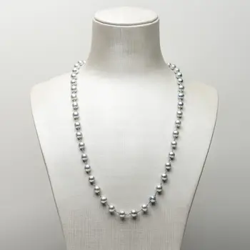 

6.5-7mm Silver Real Akoya Cultured Pearl Long Infinity Necklace 925 Silver 28.3"