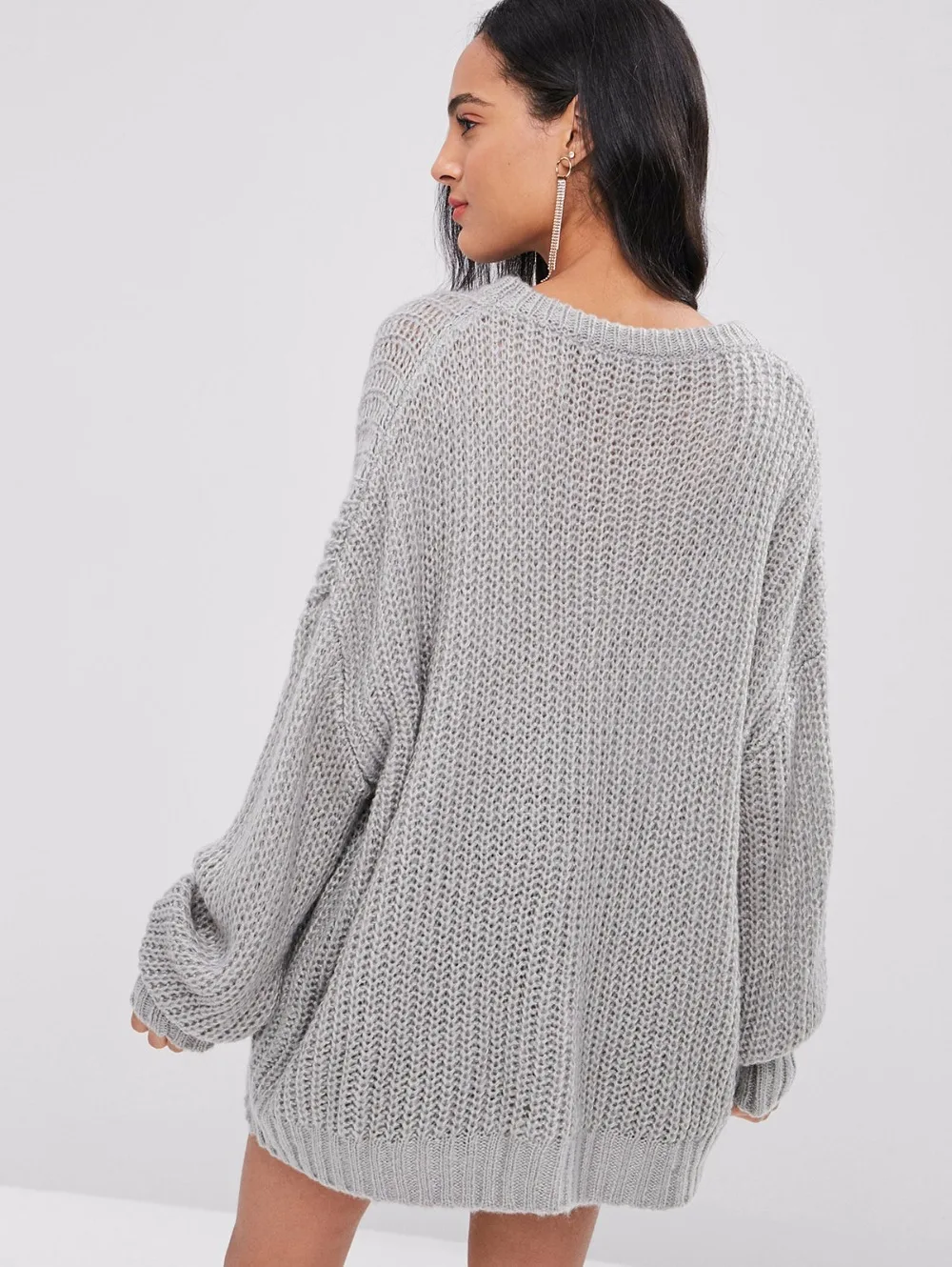 SIJANE Autumn New Arrival Solid Plain Chunky Gray Sweater Oversized Sweater 0475 Sweaters