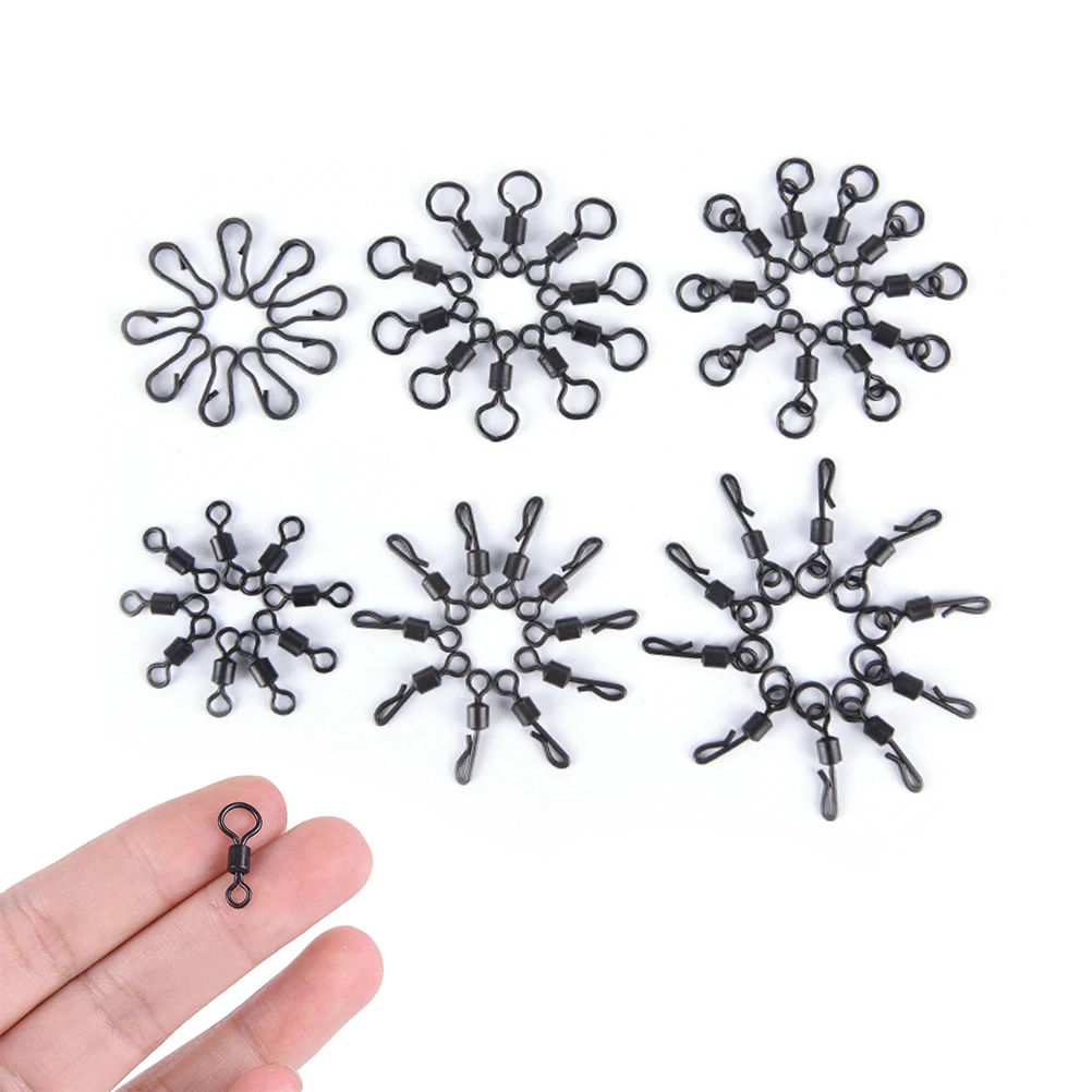 60pcs/ Set Stainless Steel Fishing Swivel Snap Rolling Swivel Connector hooked Snaps Pin Ball Bearing Fishhook Lure Tackle Kit
