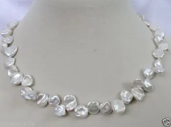 

Free shipping@@@@@beautiful christmas south sea keshi white pearl necklace 18"AAA