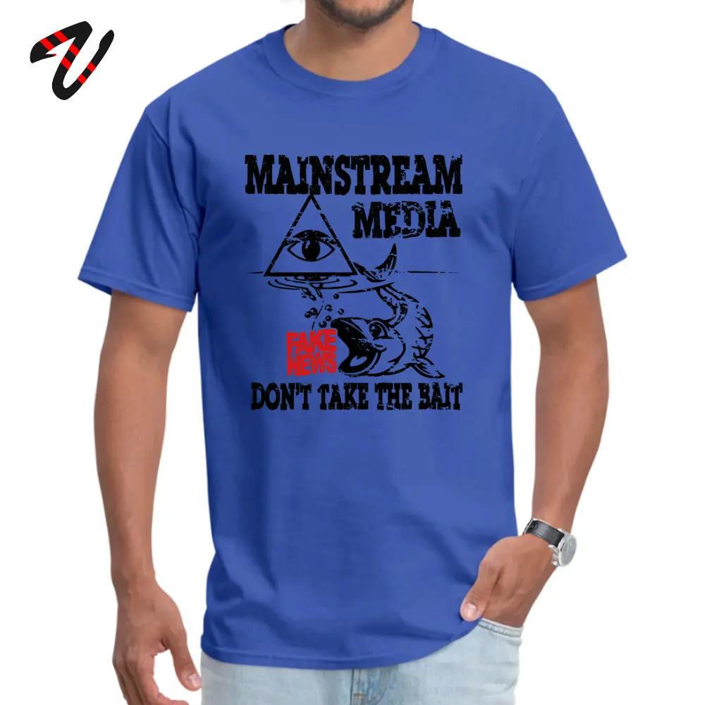 Normal Company Short Sleeve Casual Tshirts 100% Cotton Crew Neck Mens _white Tops & Tees Leisure Tee Shirt ostern Day MAINSTREAM MEDIA FAKE NEWS DONT TAKE THE B blue