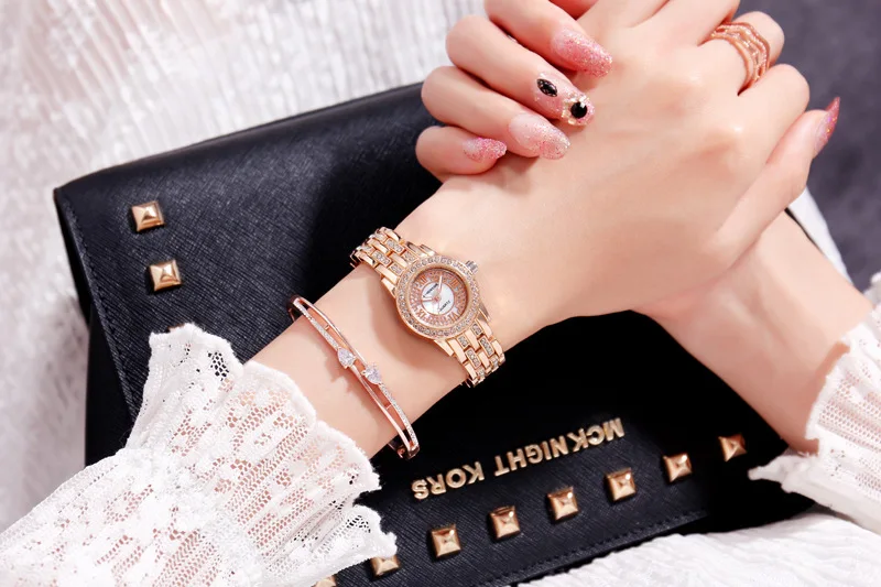 Оригинальные женские часы KINGNUOS, золотые часы с браслетом для леди, модные часы в стиле платья, кварцевые наручные часы Feminino