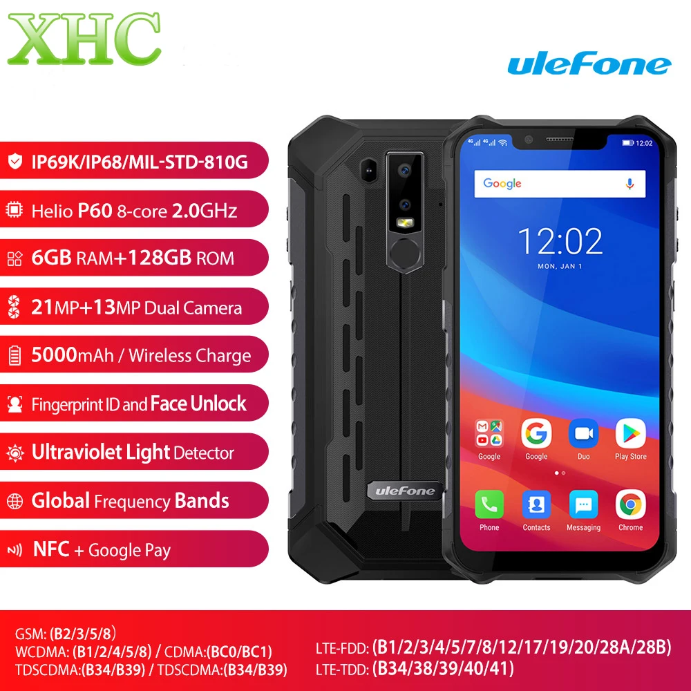 Ulefone Armor 6 Android 2 ''мобильный телефон ГБ 128 Helio P60 Восьмиядерный отпечаток пальца