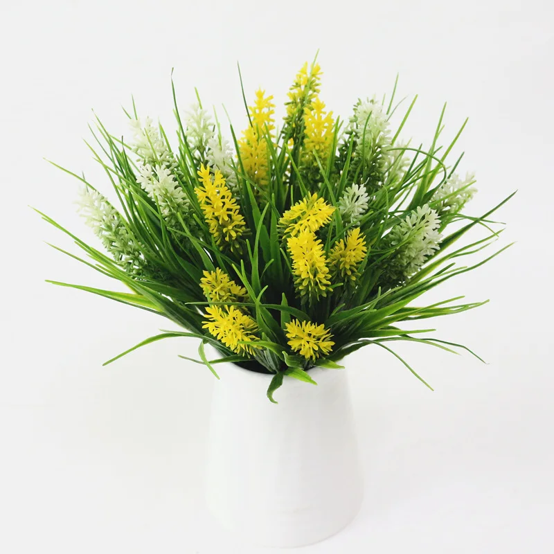 JAROWN Artificial Flower Plastic Fake Flowers Simulation Lavender Bouquet Flores Wedding Decor Home Gardening Decor Accessories (24)