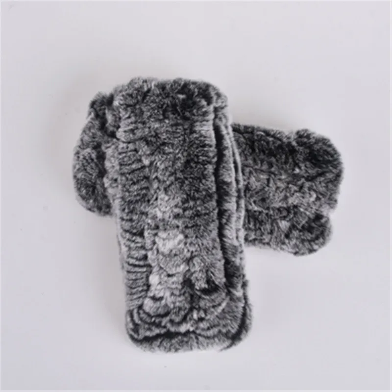 

Women's 100% Real Genuine Knitted Rex Rabbit Fur Winter Fingerless warm soft Gloves Mittens Arm Sleeve