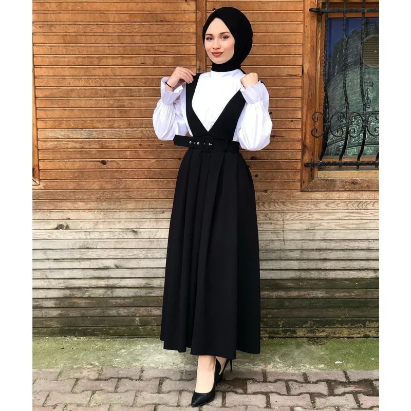 Новое мусульманское платье Кафтан с поясом Элегантное повседневное на