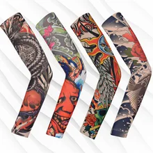 Бесшовные Тату цветок на руку манжета средство для защиты от солнца езда ледяной татуировки-рукава кисть рукав набор-1