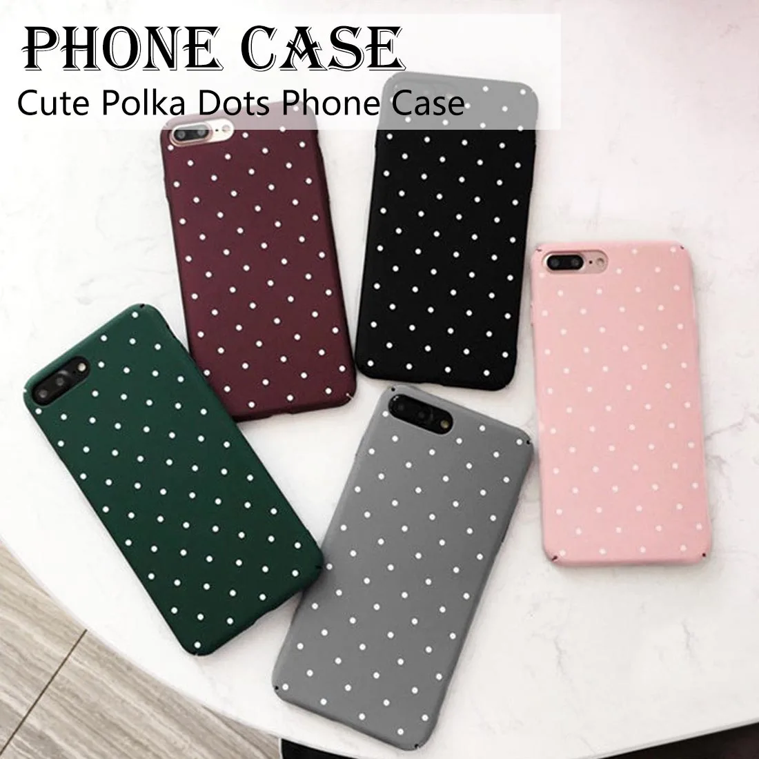 

Cute Polka Dots Phone Case silicone shockproof for iPhone 7 8 Plus X XR XS MAX Wine Red And Black for women